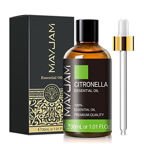 Citronella Ätherisches Öl, MAYJAM 1,01FL.OZ Premium Citronella Öl für Seifen- und Kerzenherstellung, Diffuser, Schlafzimmer, Wohnzimmer, Büro, 30ML/Flasche