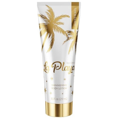 Onyx La Playa Tan & Glow Body Shimmer – Bräunungsverlängerer & feuchtigkeitsspendender Körperhighlighter mit Anti-Cellulite-Effekt, parabenfrei, 250 ml