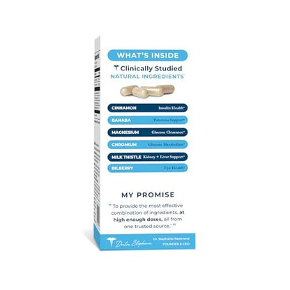 Pharmaganics Blood Sugar 24 Stunden - 6-in-1 Formel mit Zimt, Banaba, Chrom, Mariendistel & mehr - Einmal tägliches Nahrungsergänzungsmittel