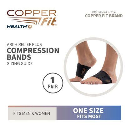 Copper Fit CFACBP Health Unisex Fußgewölbestütze mit integrierter orthopädischer Unterstützung, Schwarz