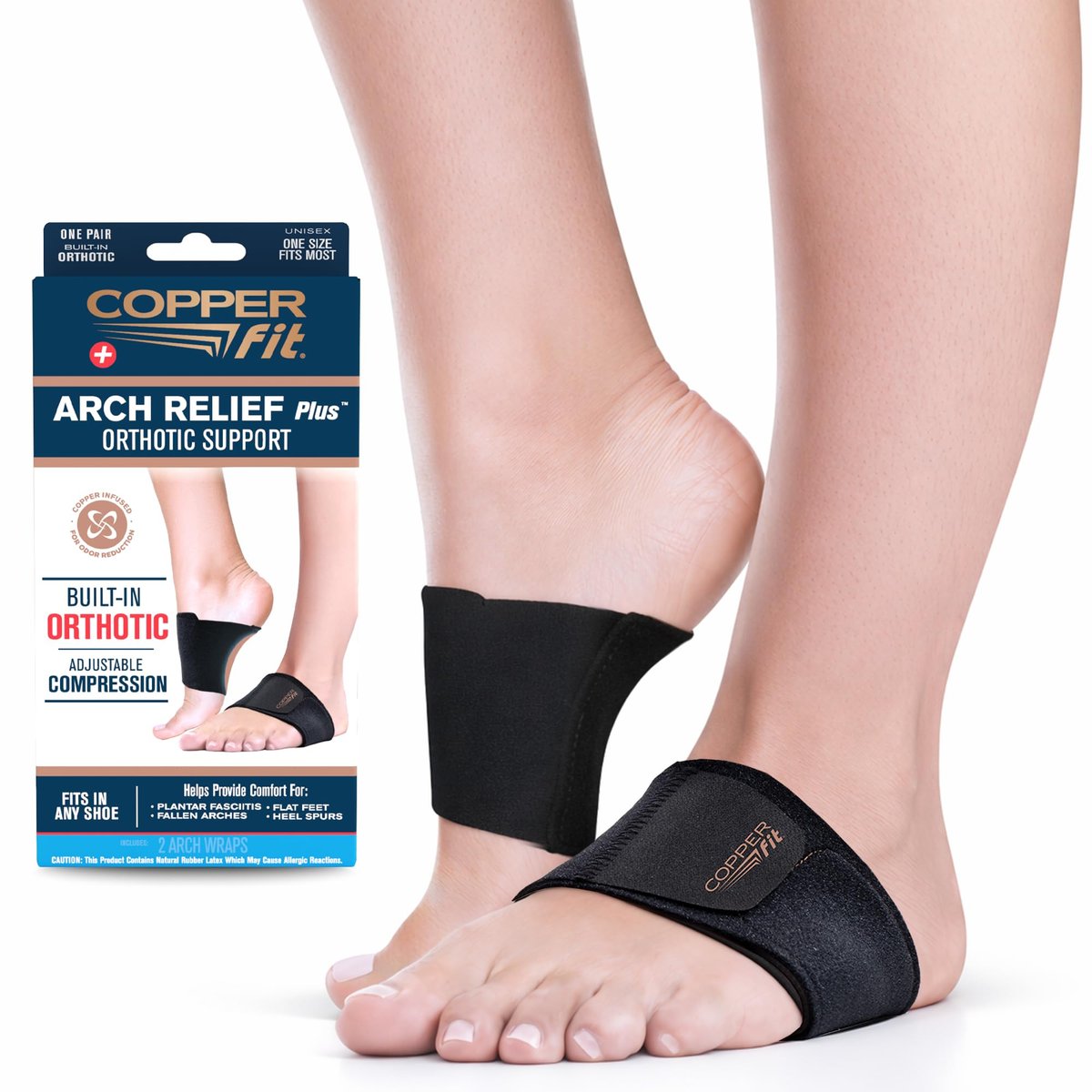 Copper Fit CFACBP Health Unisex Fußgewölbestütze mit integrierter orthopädischer Unterstützung, Schwarz