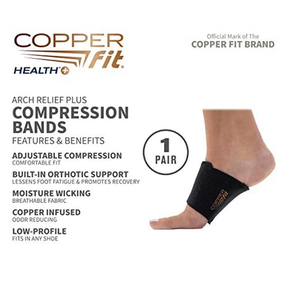 Copper Fit CFACBP Health Unisex Fußgewölbestütze mit integrierter orthopädischer Unterstützung, Schwarz