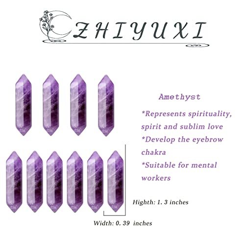 ZHIYUXI Amethyst Kristallstäbe, 10 Stück – Violette Heilsteine für Meditation, Reiki, Wohnkultur und spirituelles Wohlbefinden