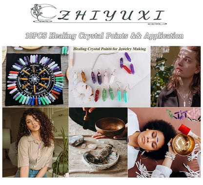 ZHIYUXI Amethyst Kristallstäbe, 10 Stück – Violette Heilsteine für Meditation, Reiki, Wohnkultur und spirituelles Wohlbefinden
