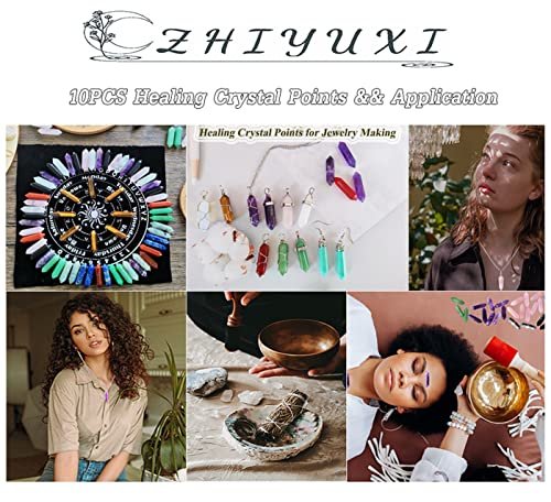 ZHIYUXI Amethyst Kristallstäbe, 10 Stück – Violette Heilsteine für Meditation, Reiki, Wohnkultur und spirituelles Wohlbefinden