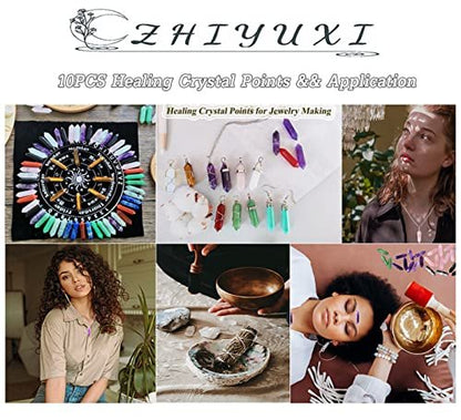 ZHIYUXI Amethyst Kristallstäbe, 10 Stück – Violette Heilsteine für Meditation, Reiki, Wohnkultur und spirituelles Wohlbefinden