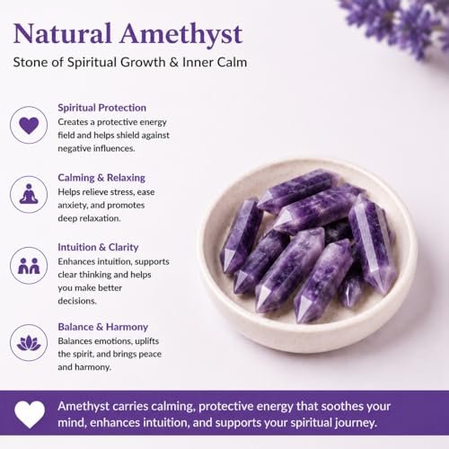 ZHIYUXI Amethyst Kristallstäbe, 10 Stück – Violette Heilsteine für Meditation, Reiki, Wohnkultur und spirituelles Wohlbefinden