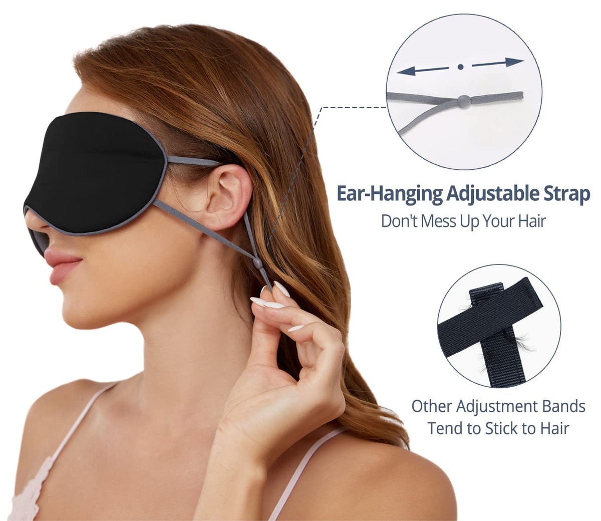 Schlafmaske 2er-Pack, Warm/Kühl Doppelseitig, Superweiche Augenmaske mit Verstellbarem Band, Lichtblockierend, Komfort Schlafmaske für Reisen Meditation Nickerchen Schwarz