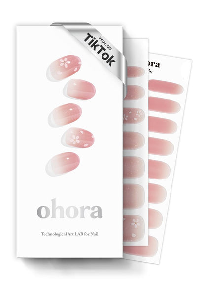 ohora Semi Cured Gel Nail Strips N Blossom – Nude Ombre Gel-Streifen für UV/LED-Lampen, langanhaltend, salonqualität, inklusive 2 Vorbereitungspads, Nagelfeile und Holzstäbchen (34-teiliges Set)