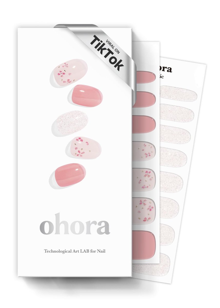 Ohora Semi Cured Gel Nail Strips (N Rose Diamond) – 34-teiliges Set mit rosa Muster, salonqualitativ, langanhaltend, einfaches Auftragen & Entfernen, kompatibel mit allen UV/LED-Lampen, inkl. 2 Vorbereitungspads, Nagelfeile & Holzstäbchen