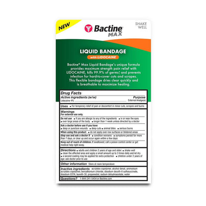 Bactine MAX Flüssiger Wundverband mit Lidocain – Wundreinigungslösung, tötet 99% der Keime, schützt und versiegelt die Haut, schnell trocknende Schutzschicht, 0,30 Fl Oz