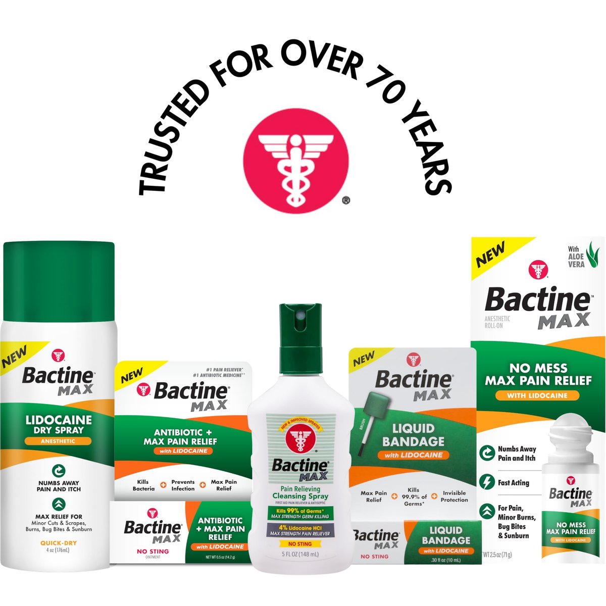Bactine MAX Flüssiger Wundverband mit Lidocain – Wundreinigungslösung, tötet 99% der Keime, schützt und versiegelt die Haut, schnell trocknende Schutzschicht, 0,30 Fl Oz