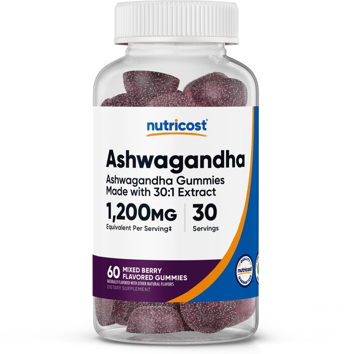 Nutricost Ashwagandha Extrakt Gummibärchen (Mischbeere) 60 Stück für 30 Portionen pro Flasche - Vegetarisch, GMO-frei und glutenfrei