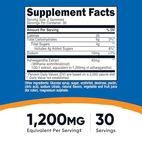 Nutricost Ashwagandha Extrakt Gummibärchen (Mischbeere) 60 Stück für 30 Portionen pro Flasche - Vegetarisch, GMO-frei und glutenfrei
