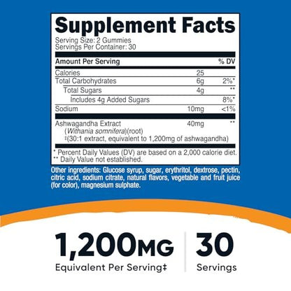 Nutricost Ashwagandha Extrakt Gummibärchen (Mischbeere) 60 Stück für 30 Portionen pro Flasche - Vegetarisch, GMO-frei und glutenfrei