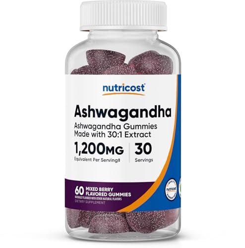 Nutricost Ashwagandha Extrakt Gummibärchen (Mischbeere) 60 Stück für 30 Portionen pro Flasche - Vegetarisch, GMO-frei und glutenfrei