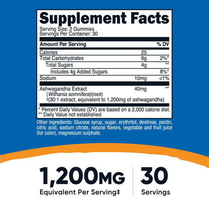 Nutricost Ashwagandha Extrakt Gummibärchen (Mischbeere) 60 Stück für 30 Portionen pro Flasche - Vegetarisch, GMO-frei und glutenfrei
