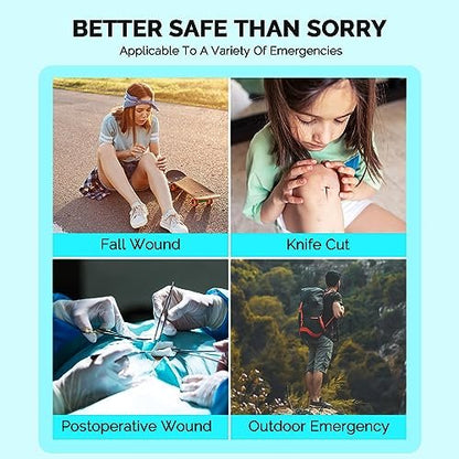 4er-Pack Notfall-Wundverschlussstreifen, doppelter Reißverschluss-Wundverschluss, Alternative zu Butterfly-Strips, hautfreundlicher Wundverschluss für Erste-Hilfe-Sets und den Außenbereich
