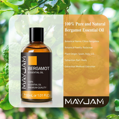 Bergamotte Ätherisches Öl 30ml - MAYJAM Premium Bergamotte Öl für Diffuser, Seifenherstellung, Kerzenherstellung, Lang anhaltender Duft