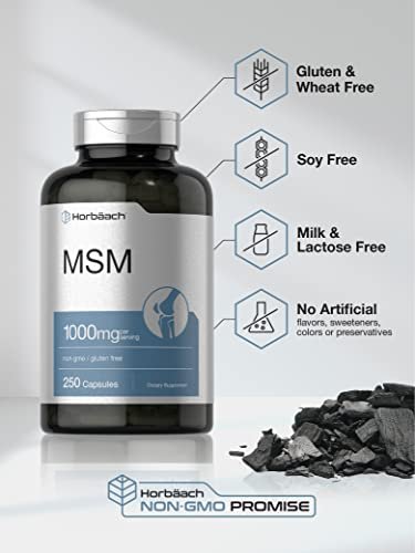 Horbäach MSM Kapseln | 1000mg | 250 Stück | Non-GMO & Glutenfrei | Methylsulfonylmethan