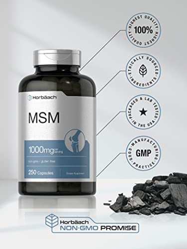 Horbäach MSM Kapseln | 1000mg | 250 Stück | Non-GMO & Glutenfrei | Methylsulfonylmethan