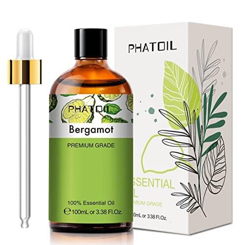 PHATOIL Bergamot Öl 100 ml – Ätherisches Öl für Aromatherapie-Diffuser, Luftbefeuchter, DIY Kerzen- und Seifenherstellung