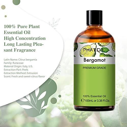 PHATOIL Bergamot Öl 100 ml – Ätherisches Öl für Aromatherapie-Diffuser, Luftbefeuchter, DIY Kerzen- und Seifenherstellung
