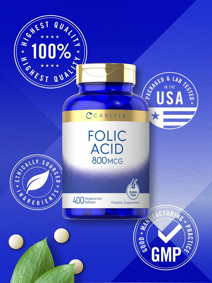 Carlyle Folsäure 800 mcg Tabletten | 400 Stück | Vegetarisch, Nicht-GVO, Glutenfrei