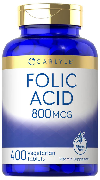 Carlyle Folsäure 800 mcg Tabletten | 400 Stück | Vegetarisch, Nicht-GVO, Glutenfrei