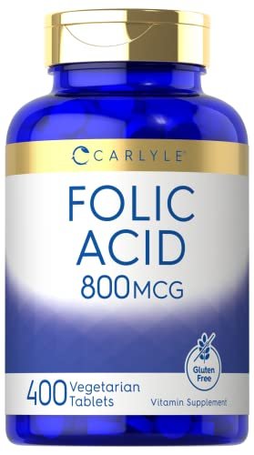 Carlyle Folsäure 800 mcg Tabletten | 400 Stück | Vegetarisch, Nicht-GVO, Glutenfrei