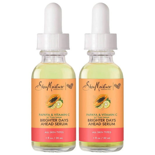 SheaMoisture Papaya & Vitamin C Gesichtsserum, Brighter Days Ahead 2er-Pack – für alle Hauttypen, ebenmäßiger Hautton, Glow-Up Essentials, 30 ml pro Flasche