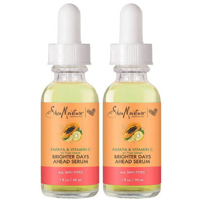 SheaMoisture Papaya & Vitamin C Gesichtsserum, Brighter Days Ahead 2er-Pack – für alle Hauttypen, ebenmäßiger Hautton, Glow-Up Essentials, 30 ml pro Flasche