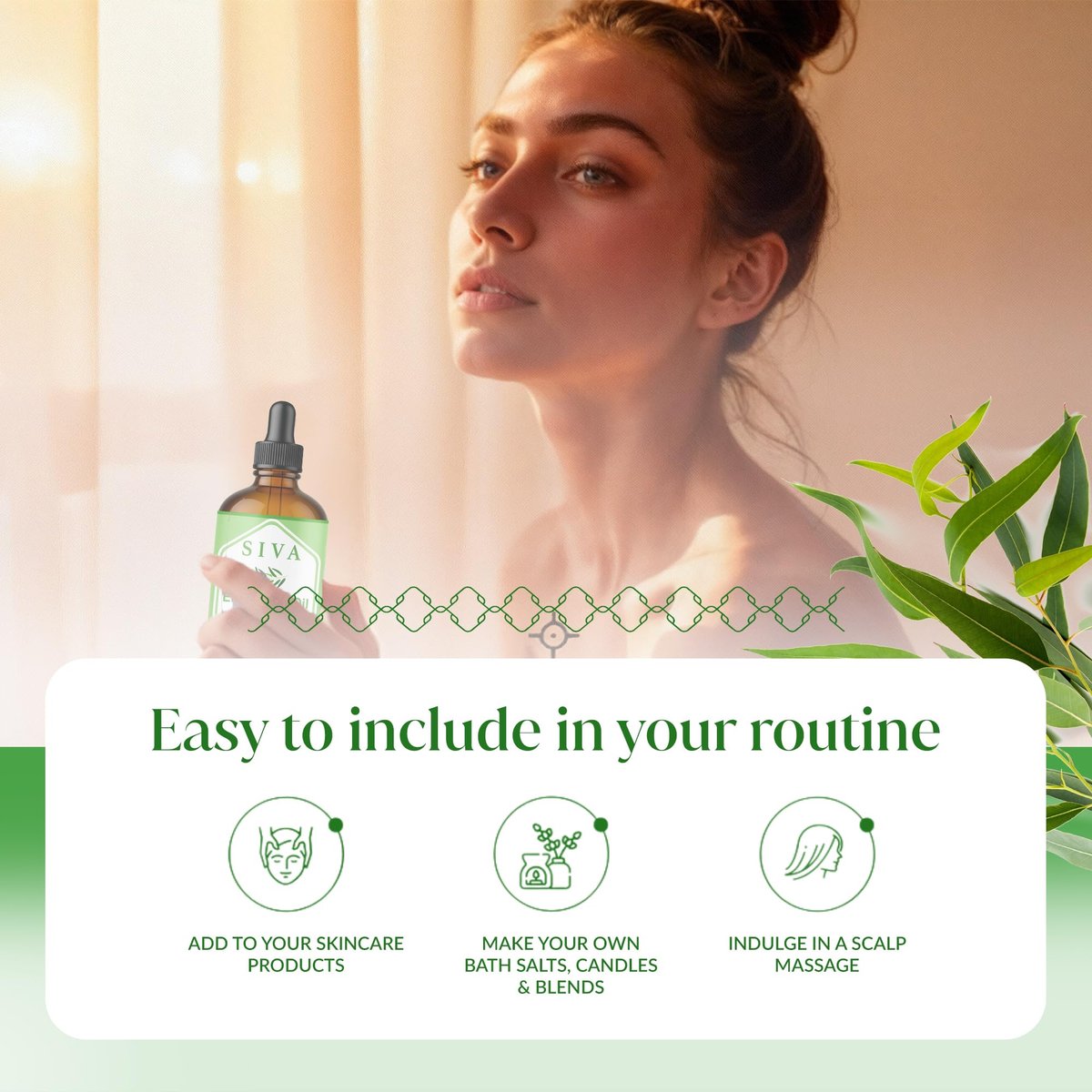 Siva Eukalyptusöl – 4 Fl Oz – 100% natürliches Eukalyptusöl für Diffuser, Gesicht, Hautpflege, Aromatherapie, Haarpflege, Kopfhaut und Körpermassage – mit Pipette