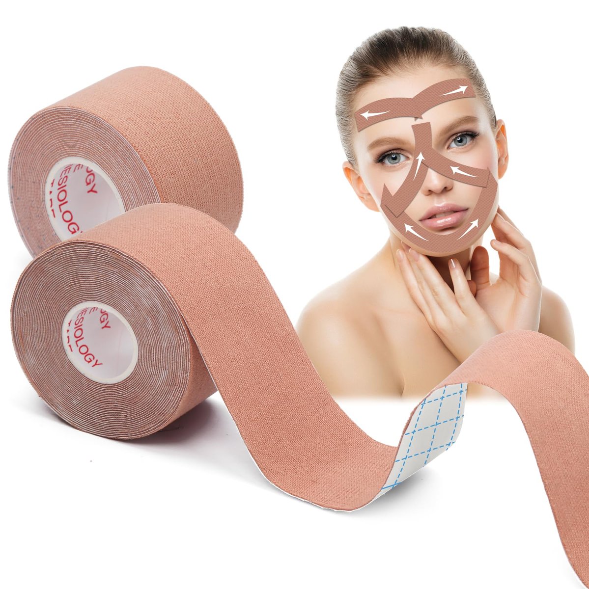 AURUZA 2 Rollen Gesichts-Myofasziale-Lift-Tape, Hals- und Stirn-Glättung von Falten, Unisex Anti-Falten-Pflaster für straffere und festere Haut