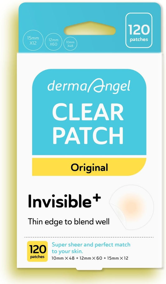 DERMA ANGEL Ultra Unsichtbare Akne-Pflaster für zystische Akne – 120 Stück in 3 Größen, Hydrokolloid-Pflaster für Tag & Nacht