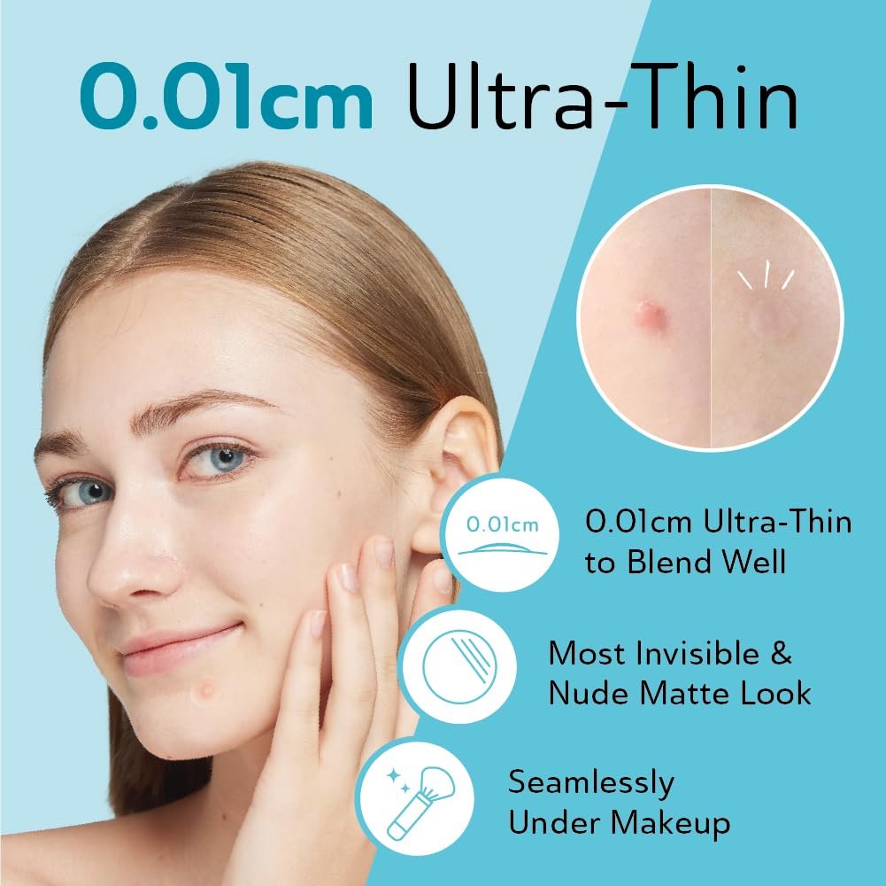 DERMA ANGEL Ultra Unsichtbare Akne-Pflaster für zystische Akne – 120 Stück in 3 Größen, Hydrokolloid-Pflaster für Tag & Nacht