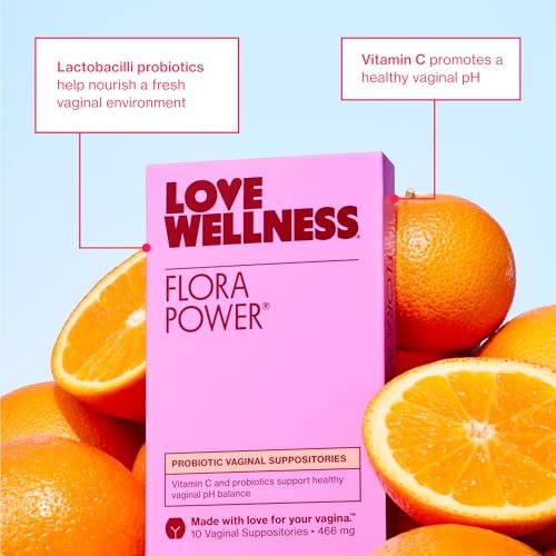 Love Wellness Flora Power Vaginale Probiotika-Zäpfchen mit Vitamin C – Fördert pH-Gleichgewicht und Vaginalgesundheit – Duftfrei, Nicht-GVO & Parabenfrei – 10 Stück