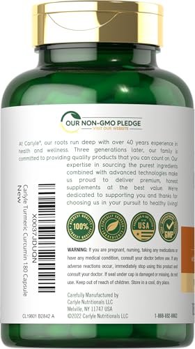 Carlyle Kurkuma Curcumin Komplex | 180 Kapseln | mit Schwarzem Pfeffer Extrakt | Non-GMO & Glutenfrei