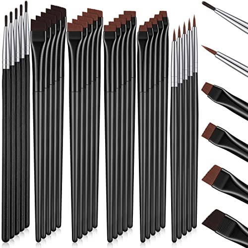 Potchen 30-teiliges Eyeliner-Pinsel-Set – Gel-Angled-Eyeliner-Pinsel, flache, abgeschrägte Augenbrauenpinsel, dünne Make-up-Werkzeuge für Frauen, Mädchen, Salon, Beauty, Kosmetik