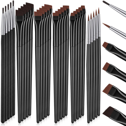 Potchen 30-teiliges Eyeliner-Pinsel-Set – Gel-Angled-Eyeliner-Pinsel, flache, abgeschrägte Augenbrauenpinsel, dünne Make-up-Werkzeuge für Frauen, Mädchen, Salon, Beauty, Kosmetik