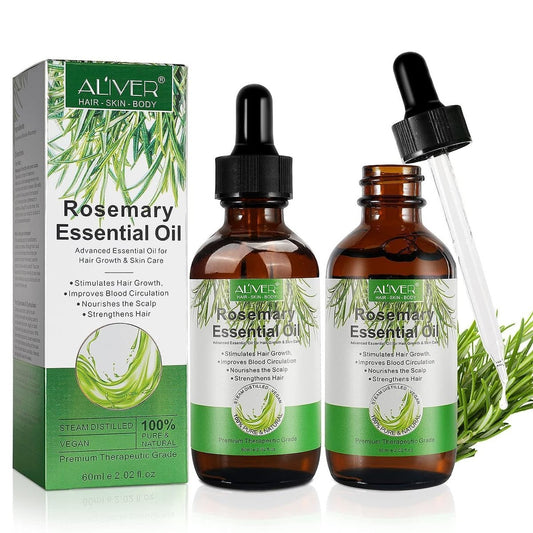 ALIVER 100% Reines Rosmarinöl für Haarwachstum – 2er Pack, Kopfhautöl für trockenes und geschädigtes Haar (2 x 30 ml)
