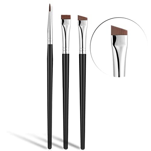 Feiner abgewinkelter Eyeliner-Pinsel – JASSINS Ultra-dünne Präzisions-Eyeliner-Pinsel-Set, 3 Stück, synthetische Borsten