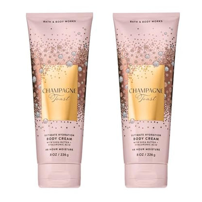 Bath & Body Works Champagne Toast Body Cream – Ultimative Feuchtigkeitscreme mit Sheabutter & Hyaluronsäure für trockene Haut, sprudelnder Champagner & funkelnder Beerenduft, 2er-Pack (2 x 236 ml)