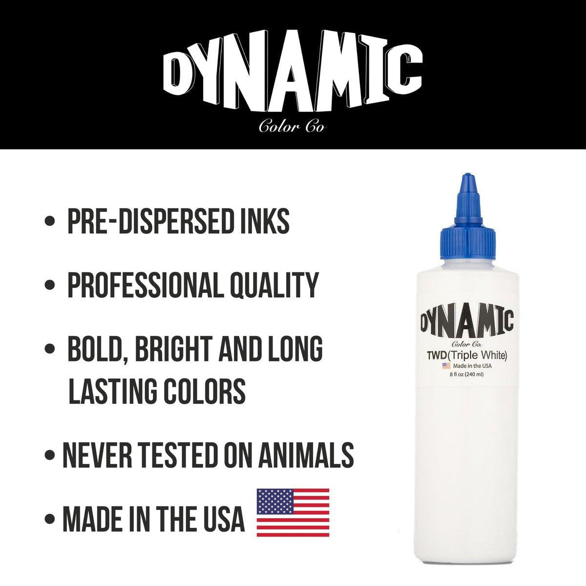 Dynamic Color Co - Triple White Tattoo Farbe, sterilisiert, hergestellt in den USA, 8 oz (237 ml) Flasche