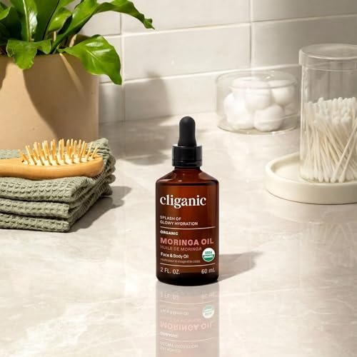 Cliganic Bio Moringaöl, 100% Rein – Für Gesicht & Haare | Kaltgepresst (Verpackung kann variieren)