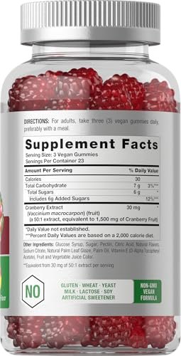 Horbäach Cranberry Gummies | 70 Stück | Vegan, Non-GMO & Glutenfrei | Hochdosierter Cranberry-Extrakt
