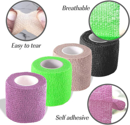 Selbsthaftender Verbandwickel, 2 Zoll x 5 Yards, 6er-Pack, Selbstklebende elastische Binde für Sport, Erste-Hilfe-Tape