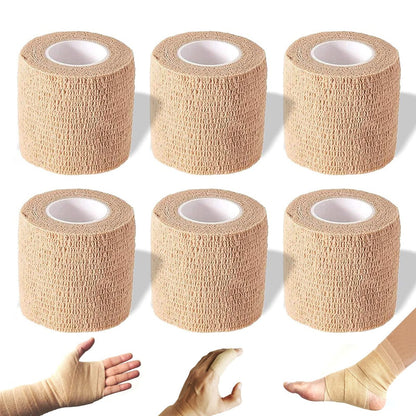 Selbsthaftender Verbandwickel, 2 Zoll x 5 Yards, 6er-Pack, Selbstklebende elastische Binde für Sport, Erste-Hilfe-Tape