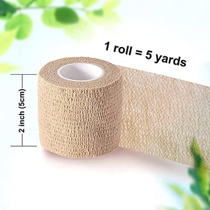 Selbsthaftender Verbandwickel, 2 Zoll x 5 Yards, 6er-Pack, Selbstklebende elastische Binde für Sport, Erste-Hilfe-Tape