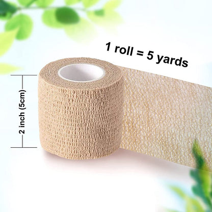 Selbsthaftender Verbandwickel, 2 Zoll x 5 Yards, 6er-Pack, Selbstklebende elastische Binde für Sport, Erste-Hilfe-Tape